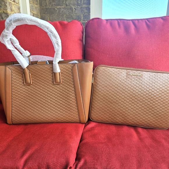 Michael Kors Kali Large Shoulder Tote W/ Laptop Case Vegan Leather Luggage - Picture 4 of 14